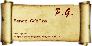 Pencz Géza névjegykártya